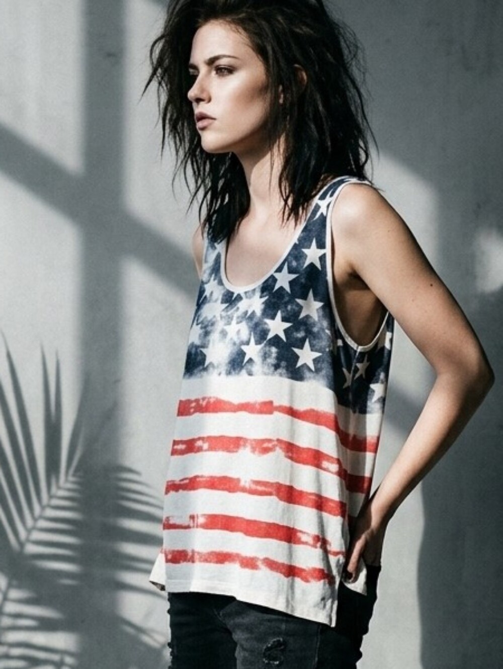 POL Americana Stars and Stripes Patriotic Boho Tank Top Medium